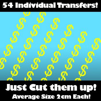 Multi Pack of 54 Iron on Dollar Sign Decals
